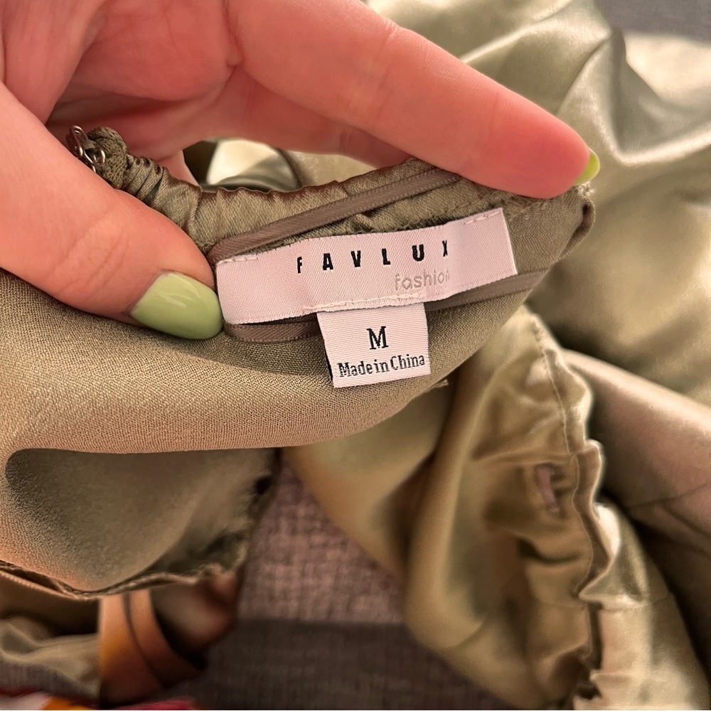 Favlux green satin jumpsuit - Picture 4 of 4